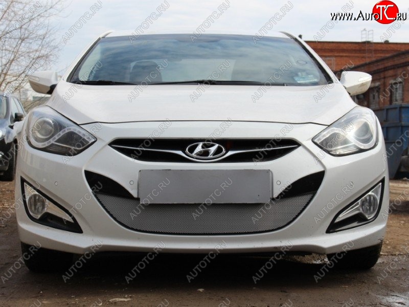 1 539 р. Защитная сетка на бампер Russtal (хром) Hyundai I40 1 VF дорестайлинг седан (2011-2015)  с доставкой в г. Санкт‑Петербург