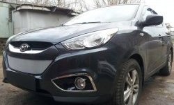 2 199 р. Сетка на бампер Russtal (хром) Hyundai IX35 LM дорестайлинг (2009-2013)  с доставкой в г. Санкт‑Петербург. Увеличить фотографию 2