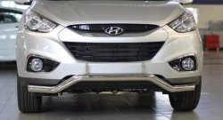 11 849 р. Фигурная защита переднего бампера диаметром 63 мм Petroil Tuning Hyundai IX35 LM дорестайлинг (2009-2013) (Нержавеющая полированная сталь)  с доставкой в г. Санкт‑Петербург. Увеличить фотографию 1