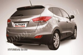 4 999 р. Защита заднего бампера из трубы d57 Slitkoff  Hyundai IX35  LM (2009-2018) дорестайлинг, рестайлинг (Цвет: серебристый)  с доставкой в г. Санкт‑Петербург. Увеличить фотографию 1