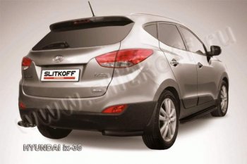 4 999 р. Защита заднего бампера из уголков d57 Slitkoff  Hyundai IX35  1 LM (2009-2018) дорестайлинг, рестайлинг (Цвет: серебристый)  с доставкой в г. Санкт‑Петербург. Увеличить фотографию 1