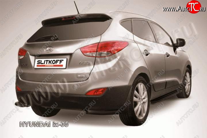 4 999 р. Защита заднего бампера из уголков d57 Slitkoff Hyundai IX35 LM дорестайлинг (2009-2013) (Цвет: серебристый)  с доставкой в г. Санкт‑Петербург