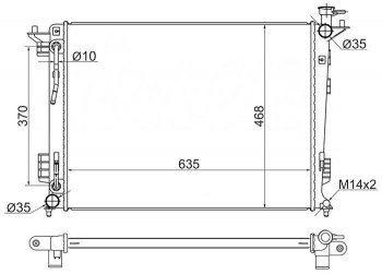 Радиатор двигателя (пластинчатый, 2.0/2.4, МКПП/АКПП) SAT Hyundai (Хюндаи) IX35 (ИX35)  1 LM (2009-2018),  Tucson (Туссон)  2 LM (2010-2017), KIA (КИА) Sportage (Спортаж)  3 SL (2010-2016)