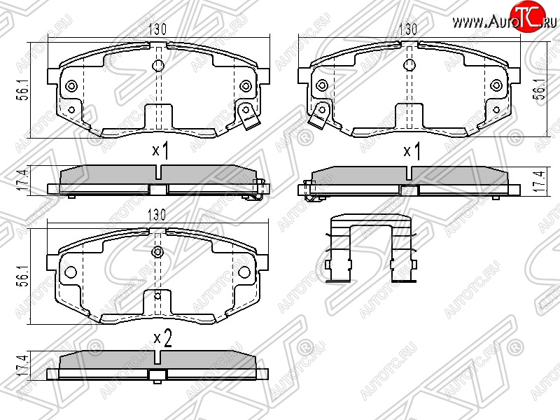 1 299 р. Колодки тормозные SAT (передние) Hyundai IX35 LM дорестайлинг (2009-2013)  с доставкой в г. Санкт‑Петербург