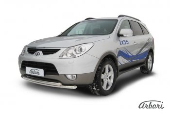 Защита переднего бампера Arbori (нержавейка, 2 трубы d57 и 42 mm) Hyundai IX55 (2008-2012)