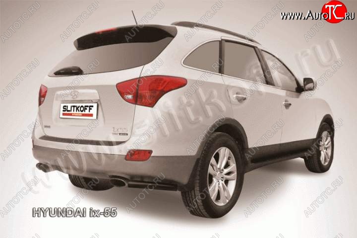 4 289 р. Защита заднего бампера из уголков d57 Slitkoff  Hyundai IX55 (2008-2012) (Цвет: серебристый)  с доставкой в г. Санкт‑Петербург