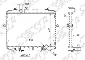 7 599 р. Радиатор двигателя SAT (трубчатый, МКПП)  Hyundai Porter  AU,KR (1996-2011)  с доставкой в г. Санкт‑Петербург. Увеличить фотографию 1