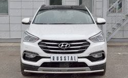 Защита переднего бампера (Ø42 мм, нержавейка, Premium) Russtal Hyundai Santa Fe 3 DM рестайлинг (2015-2019)