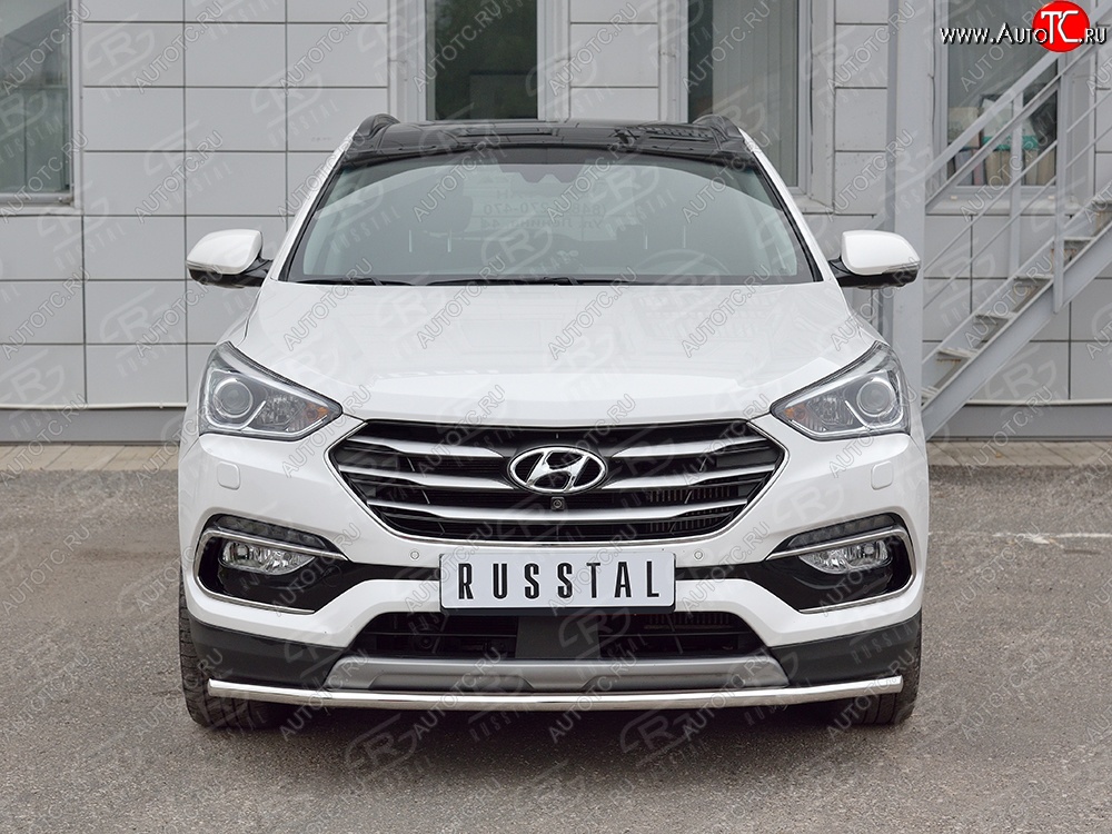 10 949 р. Защита переднего бампера (Ø42 мм, нержавейка, Premium) Russtal Hyundai Santa Fe DM рестайлинг (2015-2019)  с доставкой в г. Санкт‑Петербург