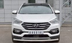 12 499 р. Защита переднего бампера (Ø63 мм, нержавейка, Premium) Russtal Hyundai Santa Fe DM рестайлинг (2015-2019)  с доставкой в г. Санкт‑Петербург. Увеличить фотографию 1