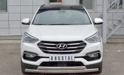 Защита переднего бампера (2 трубыØ75х42 мм, нержавейка, Premium) Russtal Hyundai Santa Fe 3 DM рестайлинг (2015-2019)