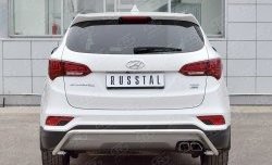 Защита заднего бампера (Ø42 мм волна, нержавейка, Premium) Russtal Hyundai Santa Fe 3 DM рестайлинг (2015-2019)