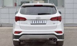 10 849 р. Защита заднего бампера (Ø63 мм уголки, нержавейка, Premium) Russtal Hyundai Santa Fe DM рестайлинг (2015-2019)  с доставкой в г. Санкт‑Петербург. Увеличить фотографию 1