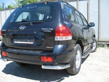 4 399 р. Защита заднего бампера из уголков d57 Slitkoff  Hyundai Santa Fe  1 (2000-2012) SM (Цвет: серебристый)  с доставкой в г. Санкт‑Петербург. Увеличить фотографию 1