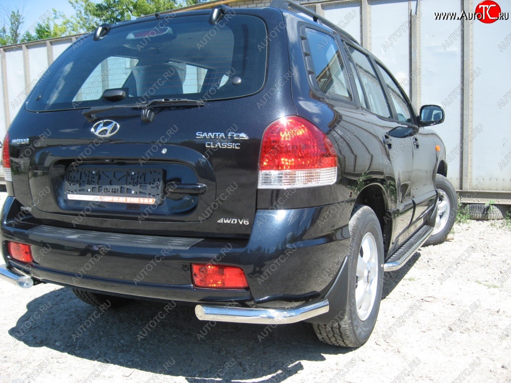 4 399 р. Защита заднего бампера из уголков d57 Slitkoff  Hyundai Santa Fe  1 (2000-2012) SM (Цвет: серебристый)  с доставкой в г. Санкт‑Петербург