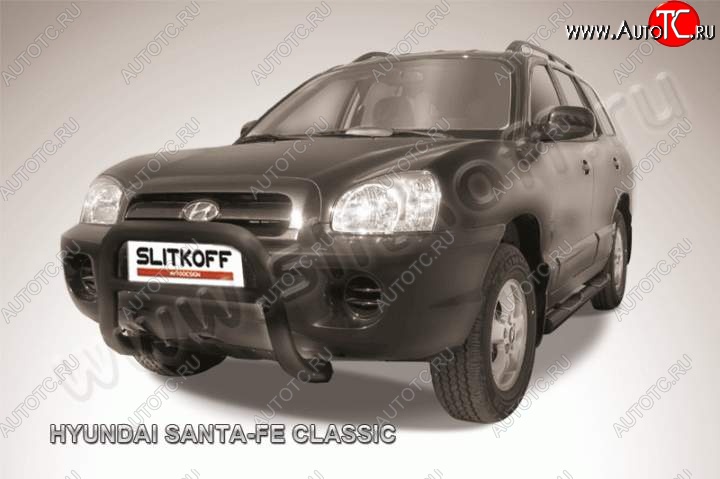 20 449 р. Кенгурятник d76 Slitkoff (низкий)  Hyundai Santa Fe  SM (2000-2012) (Цвет: серебристый)  с доставкой в г. Санкт‑Петербург