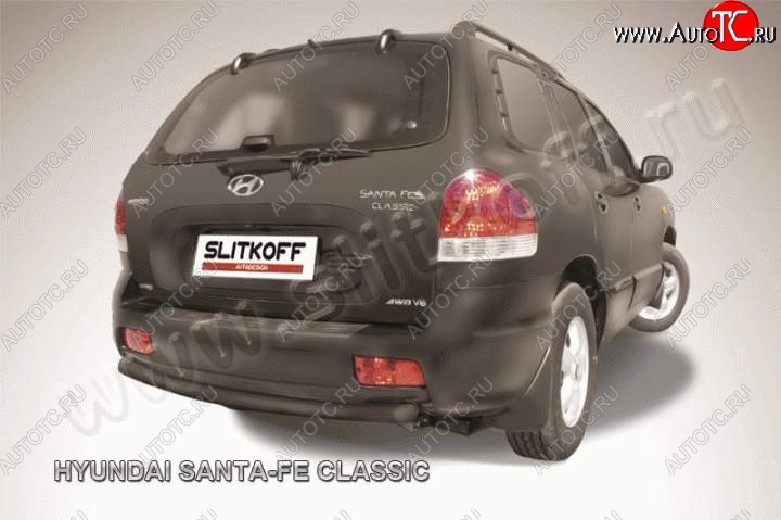 3 899 р. Защита заднего бампера из трубы d57 Slitkoff (дуга)  Hyundai Santa Fe  1 (2000-2012) SM (Цвет: серебристый)  с доставкой в г. Санкт‑Петербург