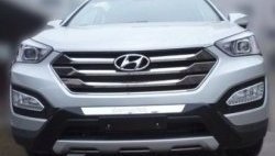 14 399 р. Накладка на передний бампер CT v2 Hyundai Santa Fe DM дорестайлинг (2012-2016) (Неокрашенная)  с доставкой в г. Санкт‑Петербург. Увеличить фотографию 1