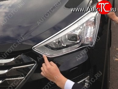 4 199 р. Накладки на фары СТ v2  Hyundai Santa Fe  DM (2012-2016) дорестайлинг (Неокрашенные)  с доставкой в г. Санкт‑Петербург