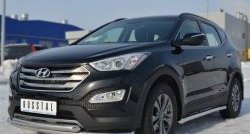 20 749 р. Защита переднего бампера (2 трубыØ63 мм, нержавейка) SLITKOFF  Hyundai Santa Fe  DM (2012-2016) дорестайлинг  с доставкой в г. Санкт‑Петербург. Увеличить фотографию 4