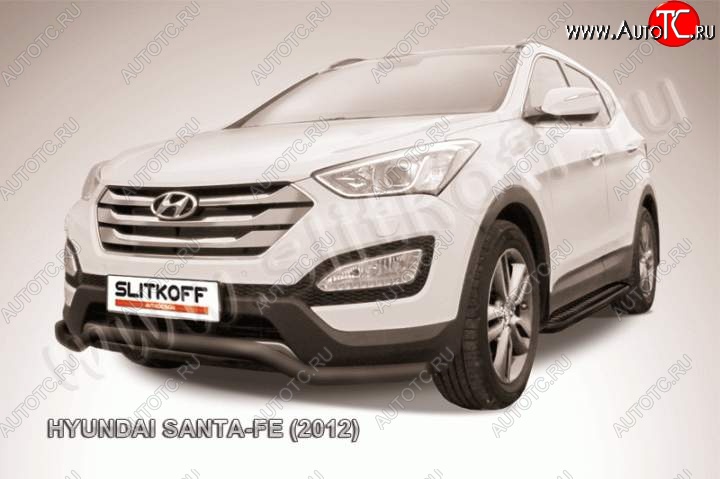 9 399 р. Защита переднего бампера из трубы d57 Slitkoff  Hyundai Santa Fe  DM (2012-2016) дорестайлинг (Цвет: серебристый)  с доставкой в г. Санкт‑Петербург