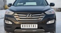 Одинарная защита переднего бампера из укороченной трубы диаметром 76 мм Russtal Hyundai Santa Fe 3 DM дорестайлинг (2012-2016)