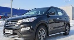 14 849 р. Защита порогов из круглой трубы диаметром 63 мм Russtal Hyundai Santa Fe DM дорестайлинг (2012-2016) (Защита порогов с со скосами на торцах (вариант 1))  с доставкой в г. Санкт‑Петербург. Увеличить фотографию 8