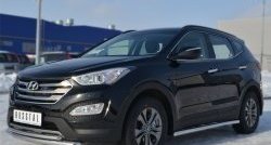 14 849 р. Защита порогов из круглой трубы диаметром 63 мм Russtal Hyundai Santa Fe DM дорестайлинг (2012-2016) (Защита порогов с со скосами на торцах (вариант 1))  с доставкой в г. Санкт‑Петербург. Увеличить фотографию 9