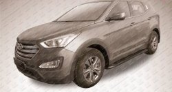 14 999 р. Алюминиевые пороги Slitkoff Optima Black  Hyundai Santa Fe  3 DM (2012-2016)  с доставкой в г. Санкт‑Петербург. Увеличить фотографию 2