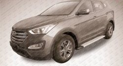 14 999 р. Алюминиевые пороги Slitkoff Optima Silver  Hyundai Santa Fe  DM (2012-2016) дорестайлинг  с доставкой в г. Санкт‑Петербург. Увеличить фотографию 2