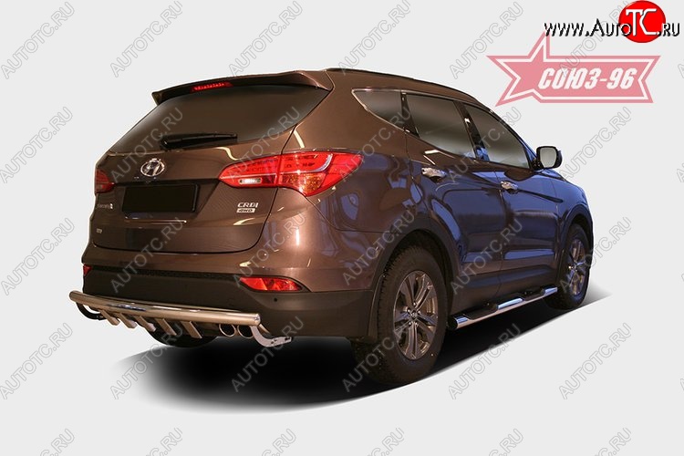 12 599 р. Защита заднего бампера с элементами из профиля Souz-96 (d60) Hyundai Santa Fe DM дорестайлинг (2012-2016)  с доставкой в г. Санкт‑Петербург