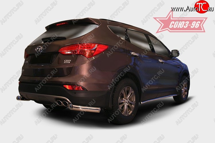 11 159 р. Защита заднего бампера из боковых уголков Souz-96 (d76) Hyundai Santa Fe DM дорестайлинг (2012-2016)  с доставкой в г. Санкт‑Петербург