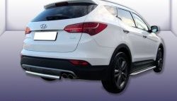 9 299 р. Защита заднего бампера из короткой трубы диаметром 57 мм Slitkoff  Hyundai Santa Fe  3 DM (2012-2016) дорестайлинг (Нержавейка, Полированная)  с доставкой в г. Санкт‑Петербург. Увеличить фотографию 1