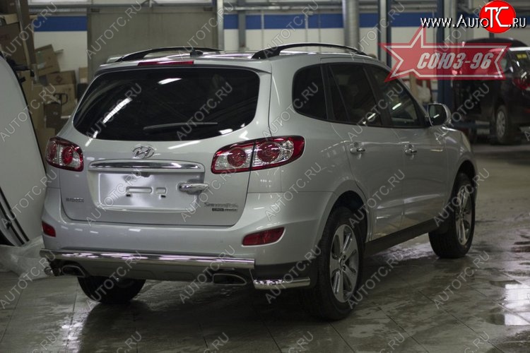 11 744 р. Защита заднего бампера рестайлинг Souz-96 (d60) Hyundai Santa Fe CM рестайлинг (2009-2012)  с доставкой в г. Санкт‑Петербург