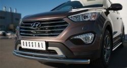 10 649 р. Защита переднего бампера (2 трубыØ63 и 42 мм, нержавейка) Russtal Hyundai Grand Santa Fe 1 DM дорестайлинг (2013-2016)  с доставкой в г. Санкт‑Петербург. Увеличить фотографию 2