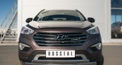 Защита переднего бампера (2 трубыØ75х42 мм, нержавейка) Russtal Hyundai Grand Santa Fe 1 DM дорестайлинг (2013-2016)