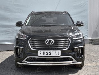 14 599 р. Защита переднего бампера (2 трубыØ42 мм, нержавейка) Russtal Hyundai Grand Santa Fe 1 DM рестайлинг (2016-2018)  с доставкой в г. Санкт‑Петербург. Увеличить фотографию 2