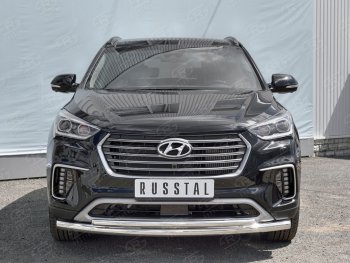 16 699 р. Защита переднего бампера (2 трубыØ42 мм, нержавейка) Russtal Hyundai Grand Santa Fe 1 DM рестайлинг (2016-2018)  с доставкой в г. Санкт‑Петербург. Увеличить фотографию 3