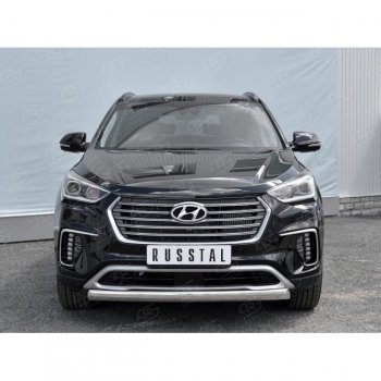 14 999 р. Защита переднего бампера (Ø75х42 мм, нержавейка) Russtal Hyundai Grand Santa Fe 1 DM рестайлинг (2016-2018)  с доставкой в г. Санкт‑Петербург. Увеличить фотографию 2