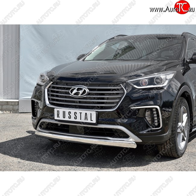 14 999 р. Защита переднего бампера (Ø75х42 мм, нержавейка) Russtal Hyundai Grand Santa Fe 1 DM рестайлинг (2016-2018)  с доставкой в г. Санкт‑Петербург