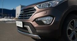 14 999 р. Защита переднего бампера (Ø75х42 мм, нержавейка) Russtal Hyundai Grand Santa Fe 1 DM дорестайлинг (2013-2016)  с доставкой в г. Санкт‑Петербург. Увеличить фотографию 2