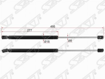 629 р. Упор крышки багажника SAT (газовый)  Hyundai Solaris  RBr (2010-2017) хэтчбэк дорестайлинг, хэтчбэк рестайлинг  с доставкой в г. Санкт‑Петербург. Увеличить фотографию 1