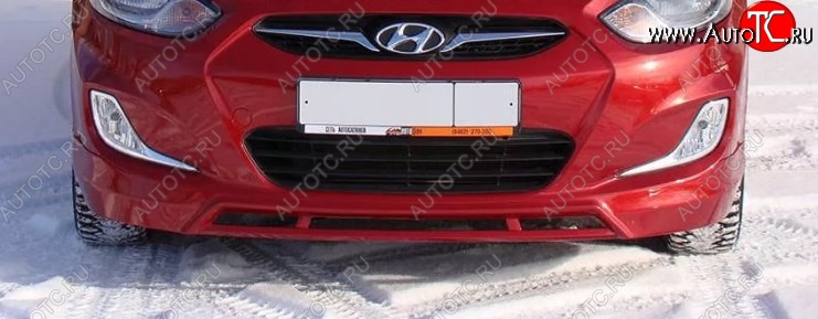 6 299 р. Накладка на передний бампер Tuning-Sport v2  Hyundai Solaris  RBr (2010-2014) седан дорестайлинг, хэтчбэк дорестайлинг (Неокрашенная)  с доставкой в г. Санкт‑Петербург