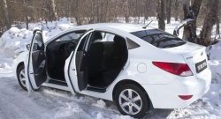 1 359 р. Накладки порожков салона RA  Hyundai Solaris  1 седан (2014-2017) RBr рестайлинг (Комплект (4 шт.))  с доставкой в г. Санкт‑Петербург. Увеличить фотографию 2