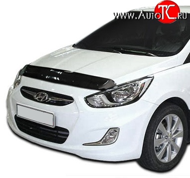 2 699 р. Дефлектор капота NovLine Hyundai Solaris RBr хэтчбэк дорестайлинг (2010-2014)  с доставкой в г. Санкт‑Петербург