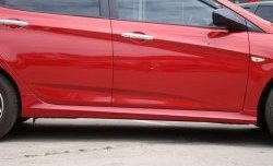 4 749 р. Пороги накладки Sport v2  Hyundai Solaris  RBr (2010-2017), KIA Rio  3 QB (2011-2017) (Неокрашенные)  с доставкой в г. Санкт‑Петербург. Увеличить фотографию 2