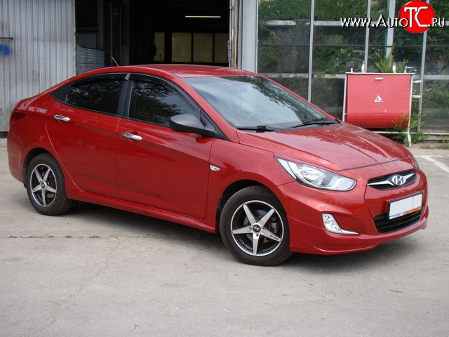 4 749 р. Пороги накладки Sport v2 Hyundai Solaris RBr седан дорестайлинг (2010-2014) (Неокрашенные)  с доставкой в г. Санкт‑Петербург