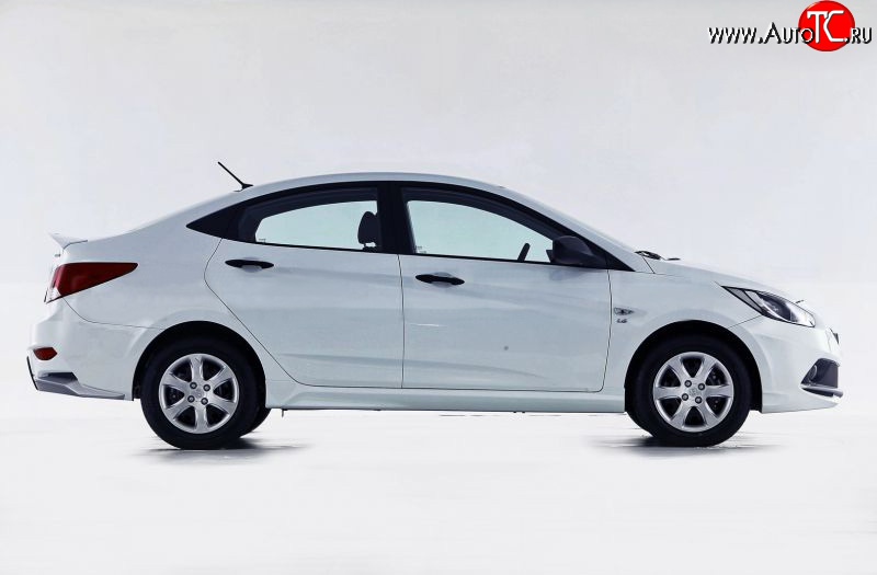 3 599 р. Пороги накладки Sport Hyundai Solaris RBr седан дорестайлинг (2010-2014) (Неокрашенные)  с доставкой в г. Санкт‑Петербург