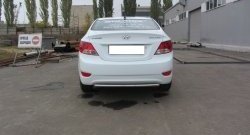 3 699 р. Одинарная защита заднего бампера из трубы диаметром 42 мм Slitkoff  Hyundai Solaris  1 седан (2010-2014) RBr дорестайлинг (Нержавейка, Полированная)  с доставкой в г. Санкт‑Петербург. Увеличить фотографию 1