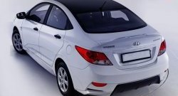 14 499 р. Задний бампер Sport  Hyundai Solaris  1 седан (2010-2014) (Неокрашенный)  с доставкой в г. Санкт‑Петербург. Увеличить фотографию 2